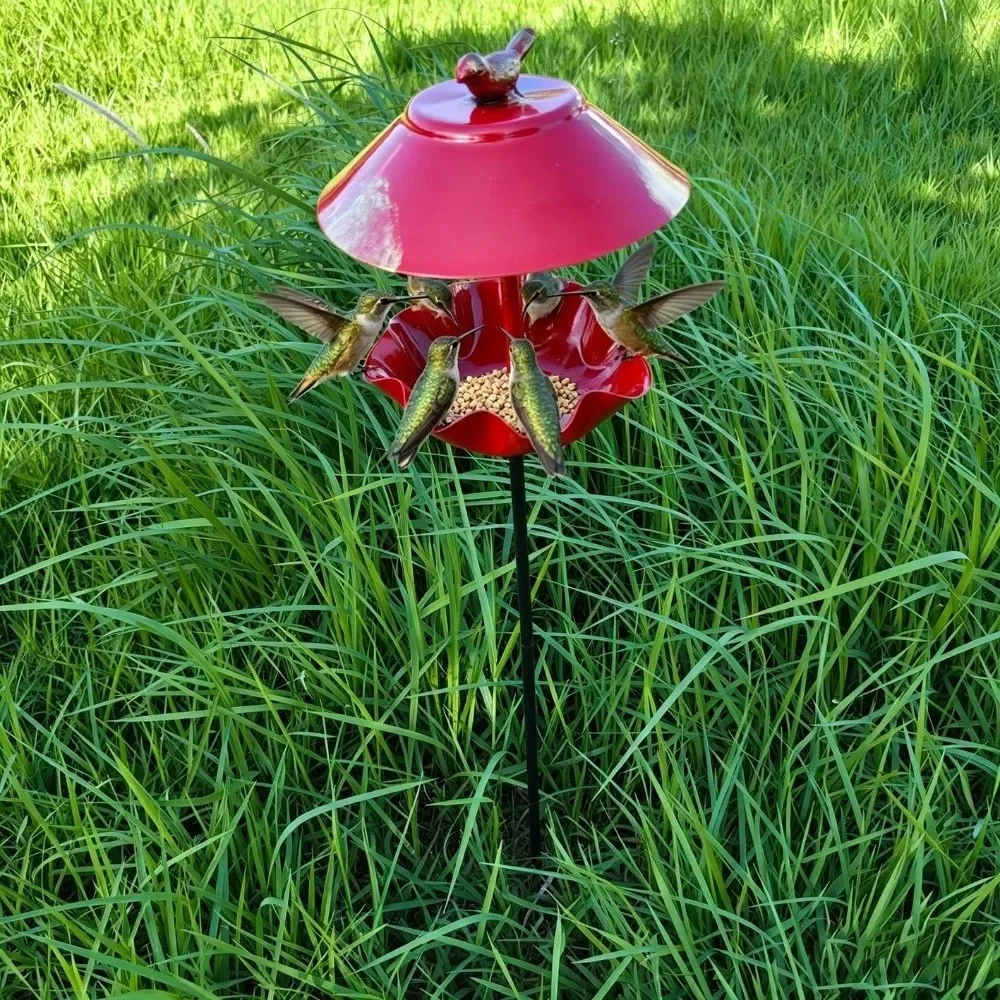 HLH Wavy Curved Petal Bird Feeding Station Large Capacity Rust-resistant Bird Water Drinker Waterproof Detachable Hummingbird Fe