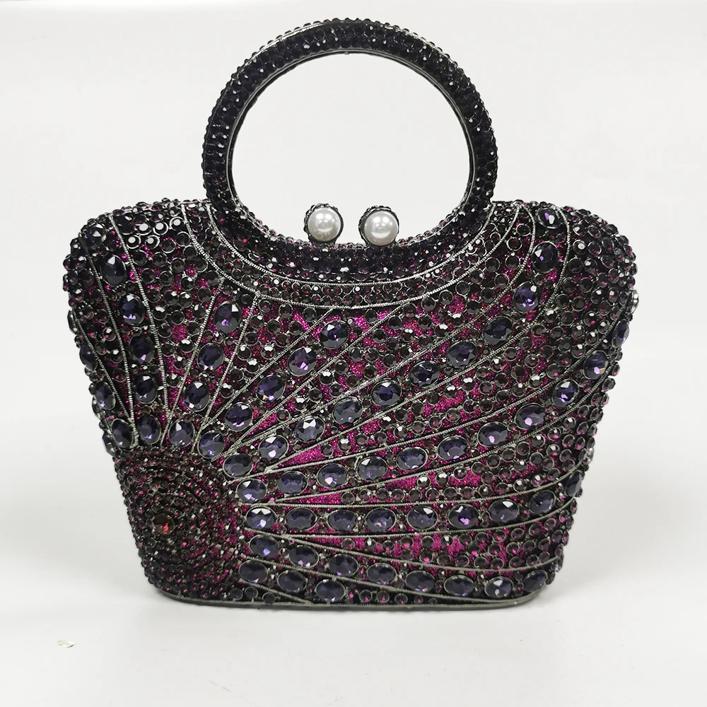 Bolso de mano duro con diamantes rojos para mujer, cartera de mano brillante de cristal para boda, novia, fiesta, baile de graduación