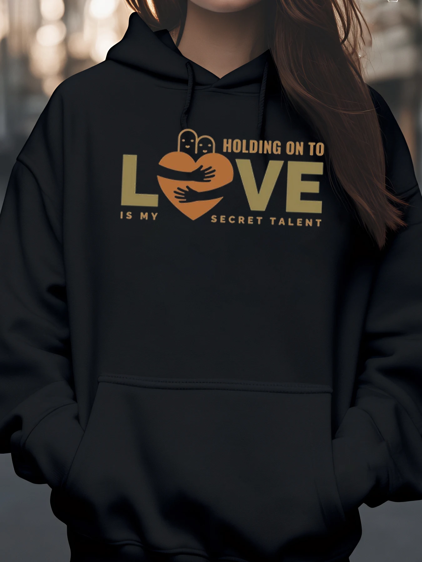 

Love Holding on to Love Is My Secret Talent Print Hoodie Valentine's Day Casual Wear for Women