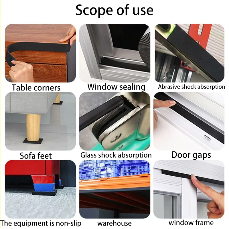 Strong Adhesive EVA Single-Sided Foam Tape, Door and Window Sealing, Windproof and Soundproof, Table Corner Protection