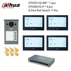 Dahua Multi-Language IP Video Intercom KIT,VTO3311Q-WP & VTH2621G-P, P2P Cloud, Door bell 1, 2, 3 ,4 buttons are adjustable