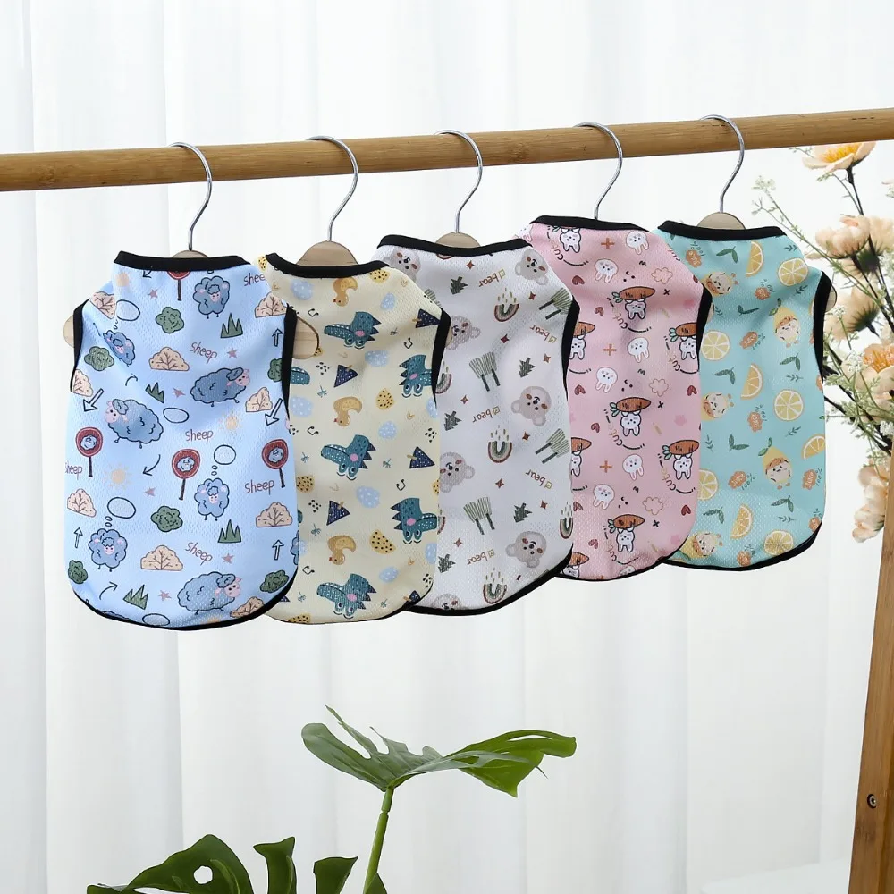 High Quality Cute Pet Dog Clothes Small Medium Dog Breathable Pet Vest Comfortable Cartoon Printed Pattern Dog T-shirt