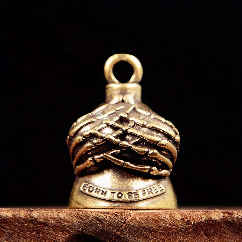 1pc New Pure Brass Bell Keychain Pendant Creative Skeleton Bell Key Chain Bag Pendant Car Hanging Decorations