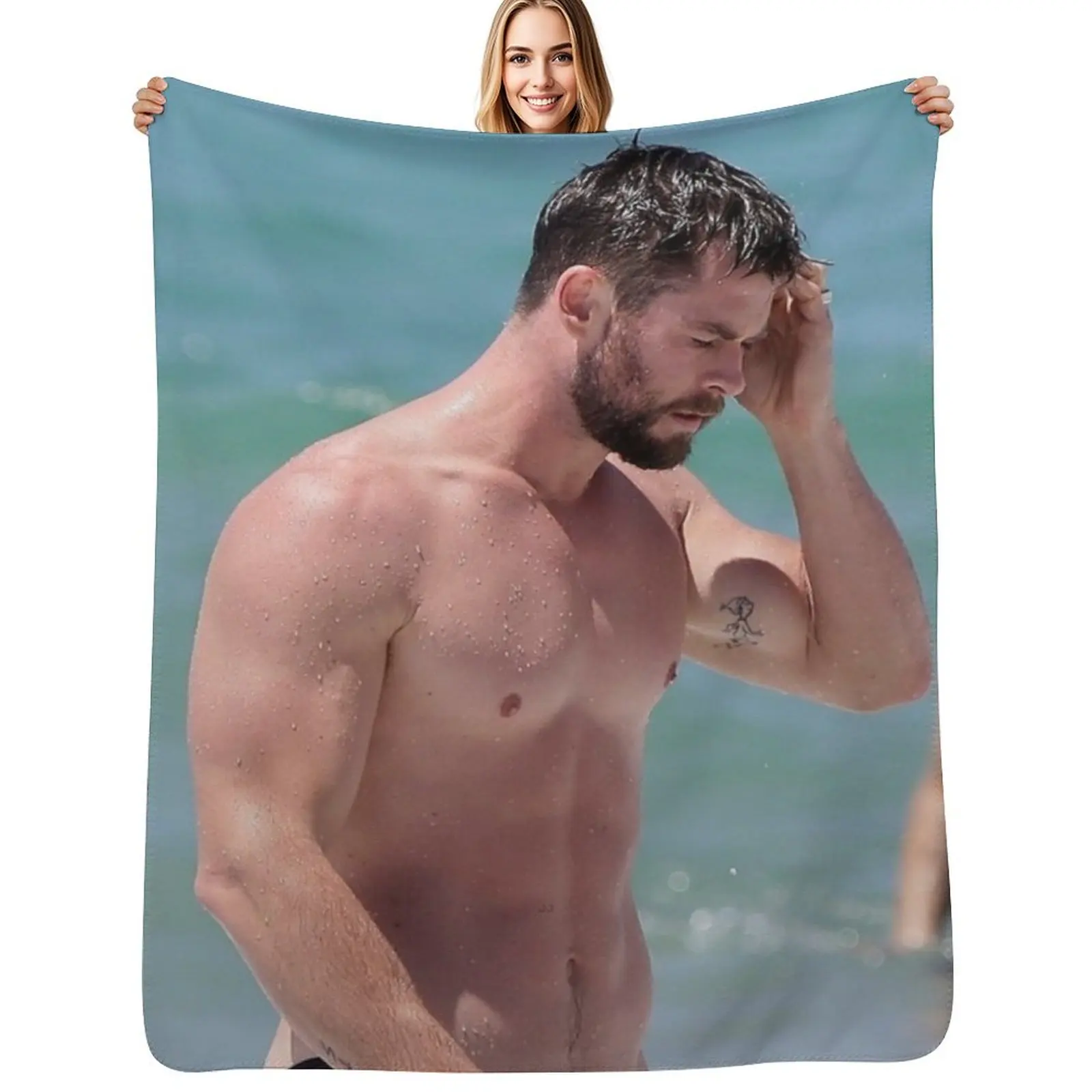 Sixpack Chris Hemsworth Throw Blanket Long Lasting Soft Plush Blanket for Daily Use