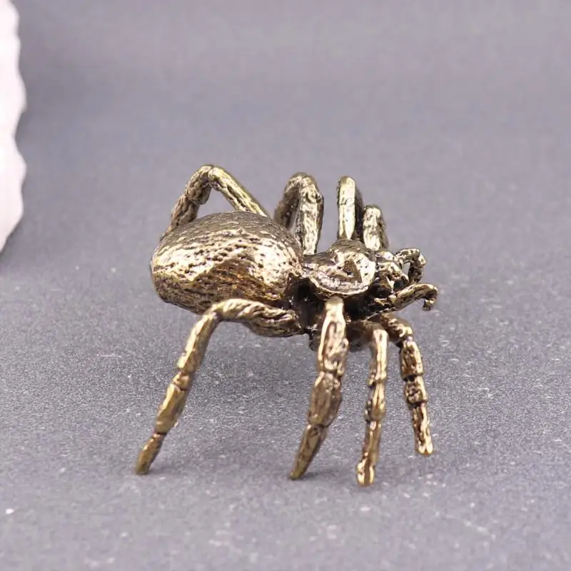Kreative Messing-Spinnenfigur Miniatur-Kupfer-Insekten-Desktop-Dekoration Vintage Teetier Handwerkskollektion – Detail 8