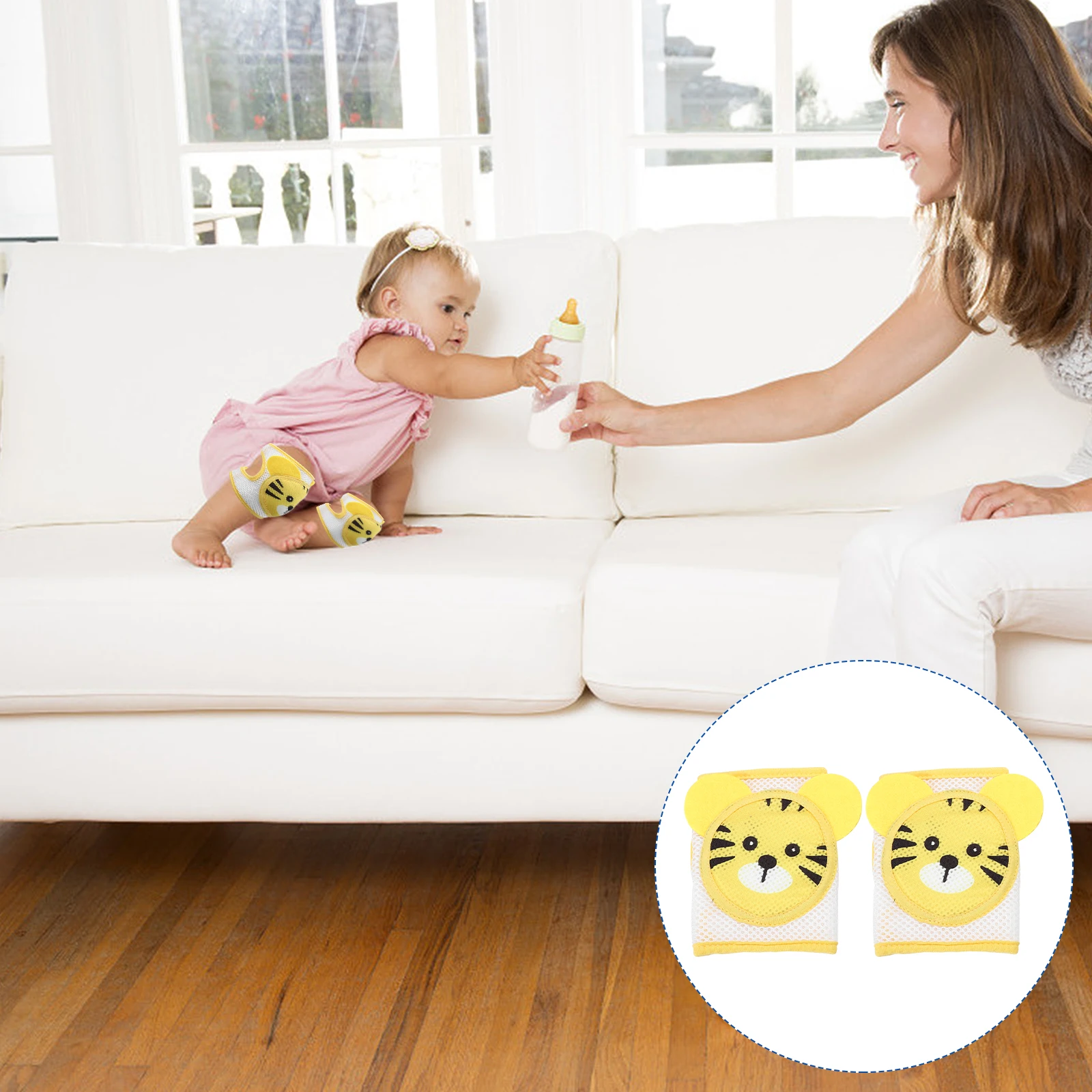 

2Pcs Toddler Knee Pads Set Unisex Baby Crawling Protector Thicker Sponge Anti-Slip Fit Secure Simple Fixing Structure for Active