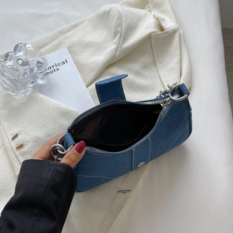 Denim Bags For Women 2023 New Fashion Vintage Chain Single Shoulder Popular Blue Crossbody Bag Sale With Free Shipping