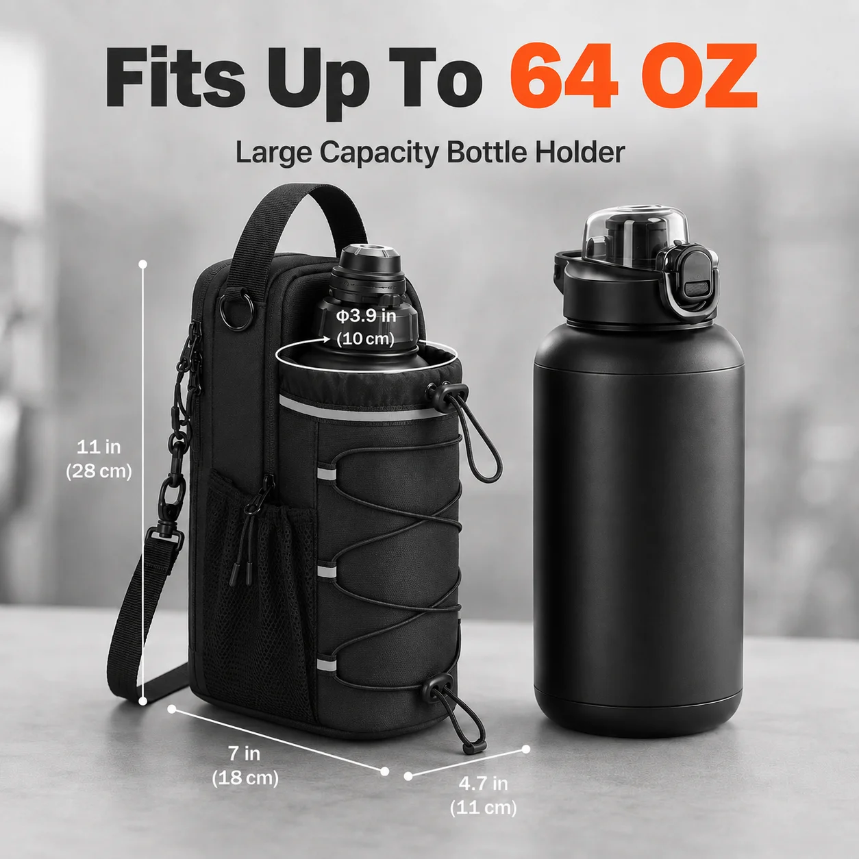 Magnetic Gym Bottle Bag Water Bottle Holder Fitness Accessory Hands Free Storage Bag For Gym Workout Running Travel Sports Gear - view 4