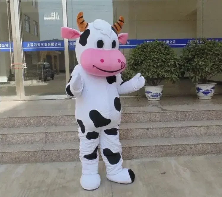 Costume de Mascotte de Personnage de Dessin Animé Cosplay, Vache à Lait, Robe de Barrage de Cérémonie Publicitaire, Accessoire de Carnaval d'Animaux