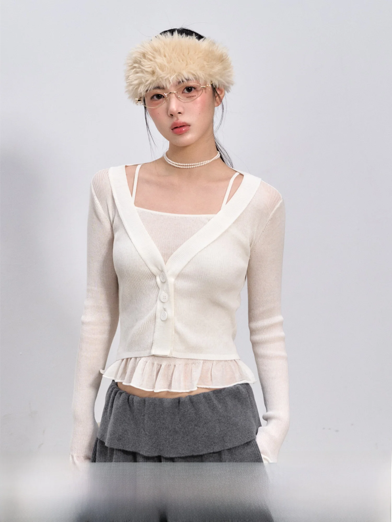 

Lightweight Slim Fit ort Knitted Cardigan And Tank Top Two Piece Set Women's Faion Spring 2026 Commute Sle Pure Cotton ...