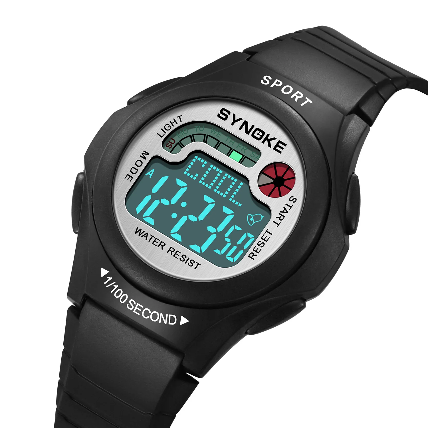 ساعة رياضية رقمية مقاومة للماء للرجال ، ساعة توقيت ، وظيفة إنذار العد التنازلي ، حزام مطاطي ، ساعة معصم للطلاب
