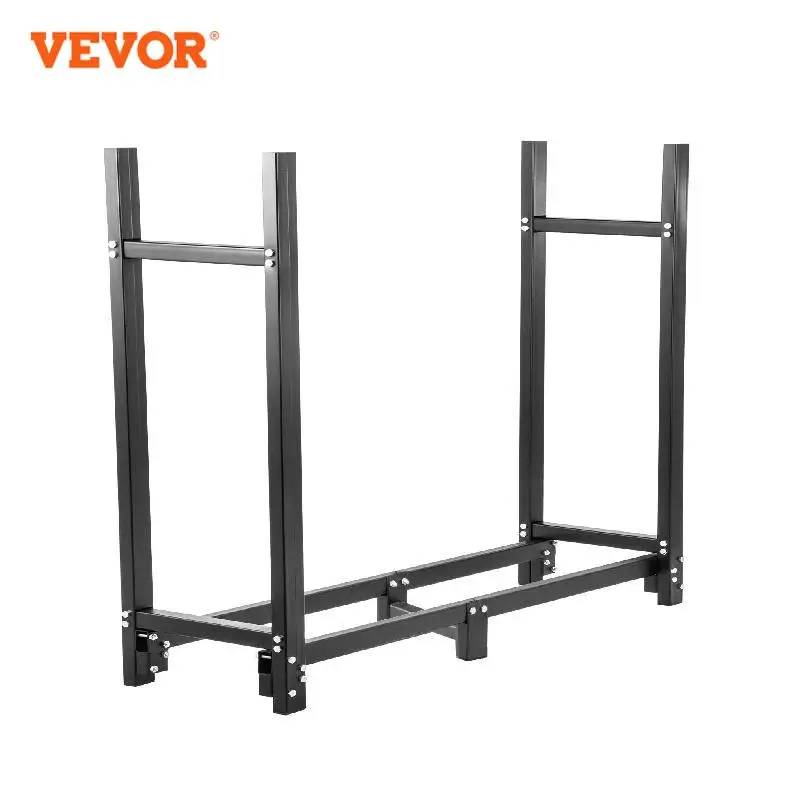 VEVOR 4-12ft Outdoor Firewood Log Storage Rack Bracket Kit Fireplace Metal Storage Holder Storage With Waterproof Cover Indoor