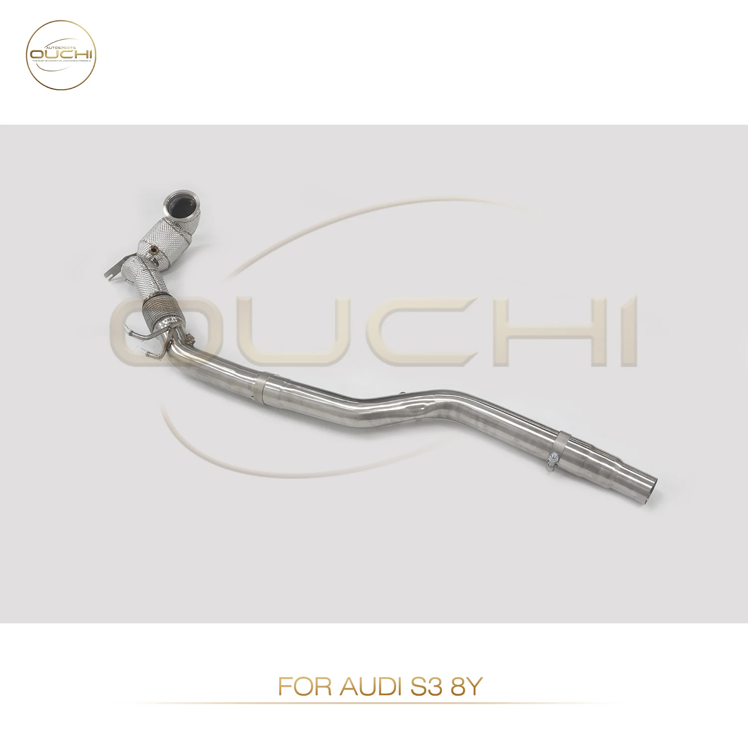 OUCHI Exhaust System High Flow Performance Downpipe for Audi S3 8Y Pipe With Heat Shield OPF Car Accessories