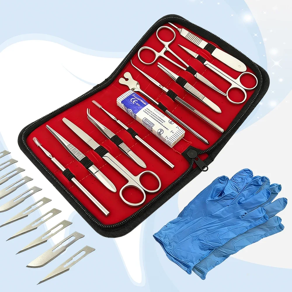 22 Pcs Stainless Steel Anatomy Dissection Kit with Probe Scissors Tweezers for Biology Lab and Student Use