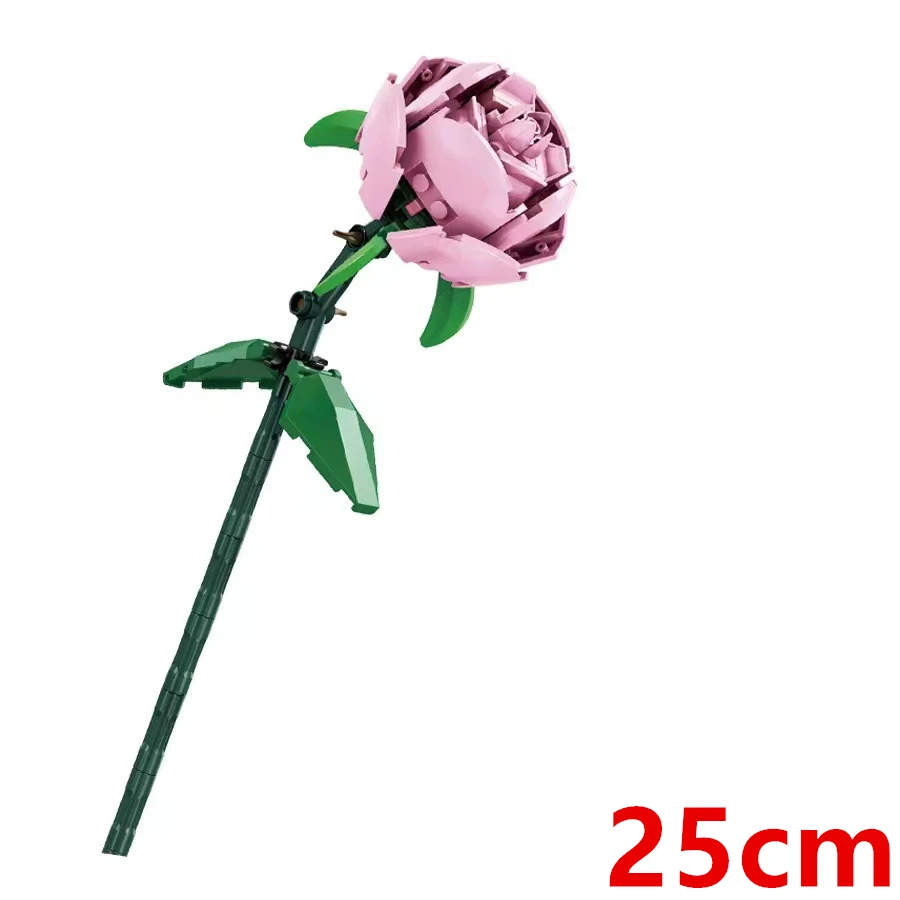 DIY Blue Roses Plants Peace and Hope Valentine\'s Day Gardens Building Blocks Classic Model Bricks Kids Sets Kits Toys