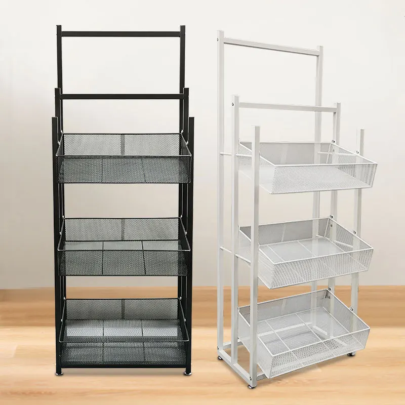 맞춤형 현대식 광택 다층 금속 의류 진열대 4단 선반 편의점 슈퍼마켓 보관 독립형