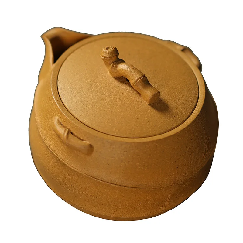 Mu Yan Handmade Yixing Niche Purple Original Clay Segment Mud Teapot, Creative Hand-Held Gaiwan Teacup, Vintage Teapot