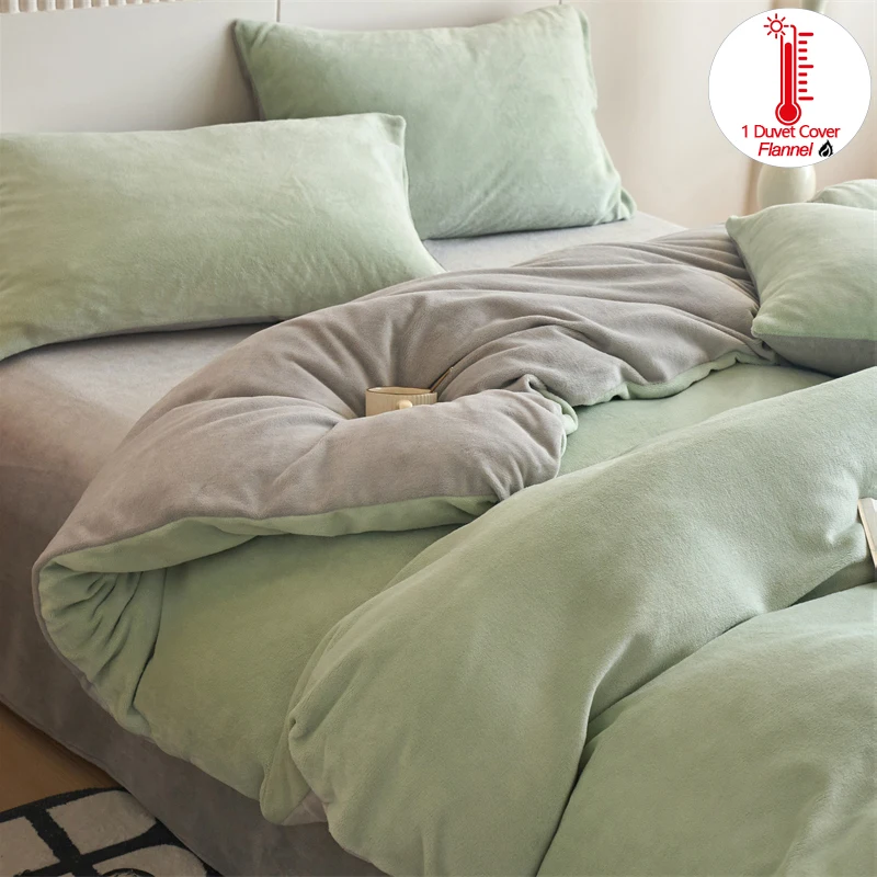 

Flannel Duvet Cover 1Piece Quilt Cover Winter Warm Thickened Breathable Comforter Cover Skin-Friendly Hypoallergenic Bed Cover