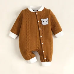 0-6 Months Newborn Baby Boy Clothes Baby Girl Romper Bear Knitted Long Sleeves Bodysuit Infant Baby Boy Jumpsuit Outfit