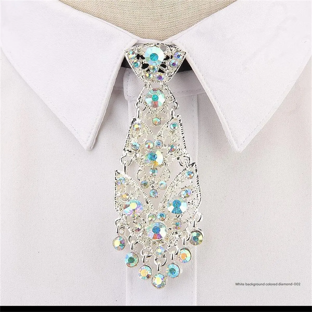 Fashionable personality trendy unisex Korean style cocktail party wedding host metal diamond small tie