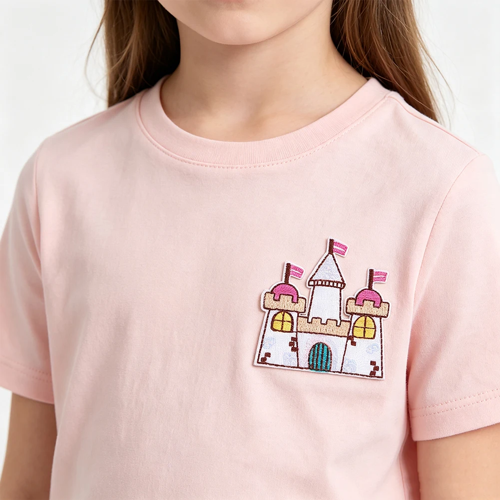 Märchenprinzessinnen-Schloss, bestickter Aufnäher, Cartoon-Applikation für Kinder, Mädchenkleidung, Jeans, Mütze, Jacke, DIY-Kleidung, Reparatur, Dekoration – Detail 1