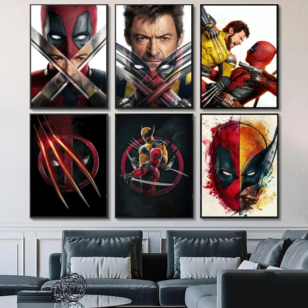 Deadpool Wolverine Self-adhesive Art Waterproof Paper Sticker Coffee House Bar Room Wall Decor