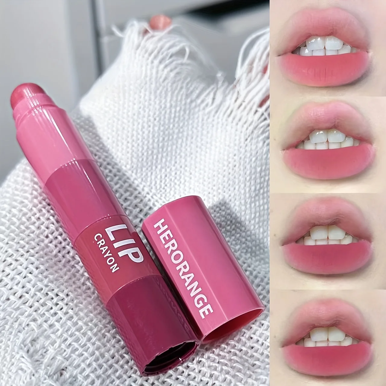 Herorange Mini Bullet Lippenstift in Vier Farben, DIY Farbverlauf, Matt, Hochpigmentiert, Langanhaltend, Transferfest, Tragbares Lippen-Make-up
