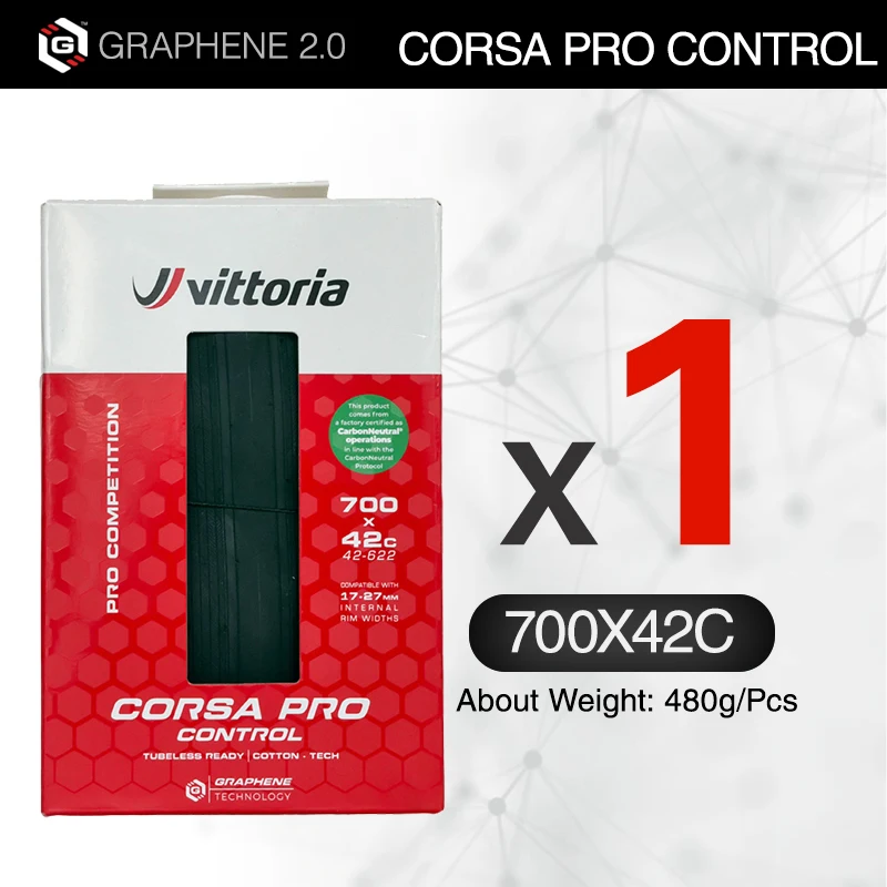 1 stks Vittoria Corsa Pro CONTROL 700x28C TLR GRAPHENE2.0 700x26/30 Road Band Tubeless Opvouwbare 700c Lek Bestand Buitenband