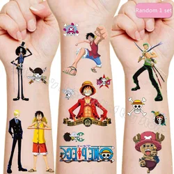 Anime One Piece Tattoo Stickers para crianças, desenhos animados Water Transfer Printing, Luffy, Ace, Zoro, Day Gifts