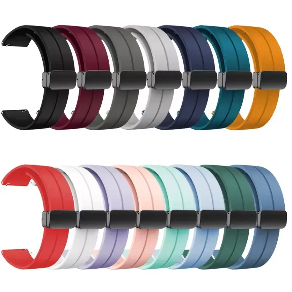 20mm 22mm Magnetic Buckle Silicone Strap For Huawei Watch GT7-6 Pro GT7-6-5-4 46mm Correa Belt For Amazfit Bip 6-5-Max Accessory