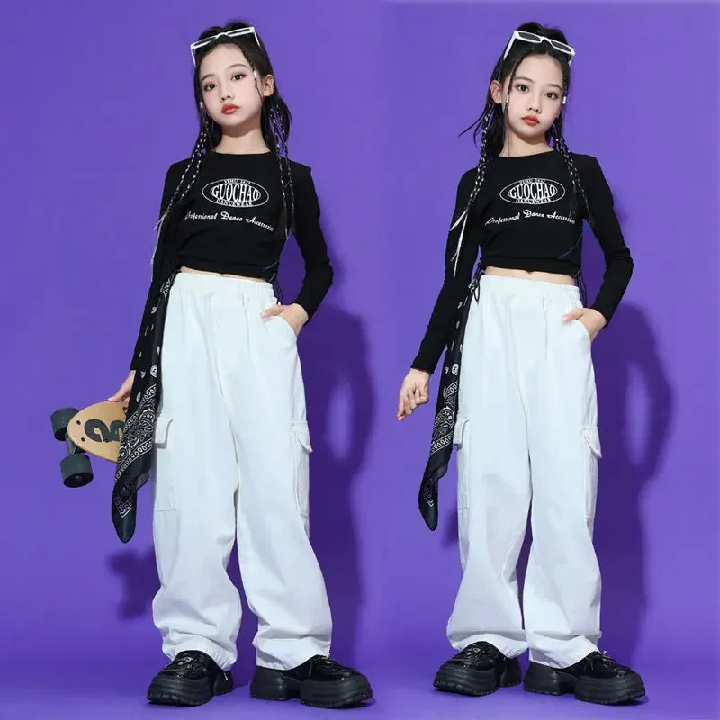 Girl Pants Kids Clothes Hip Hop Joggers Cool Cargo Clothes Teenage Straight Trousers High Waist Vintage Casual Streetwear Baggy
