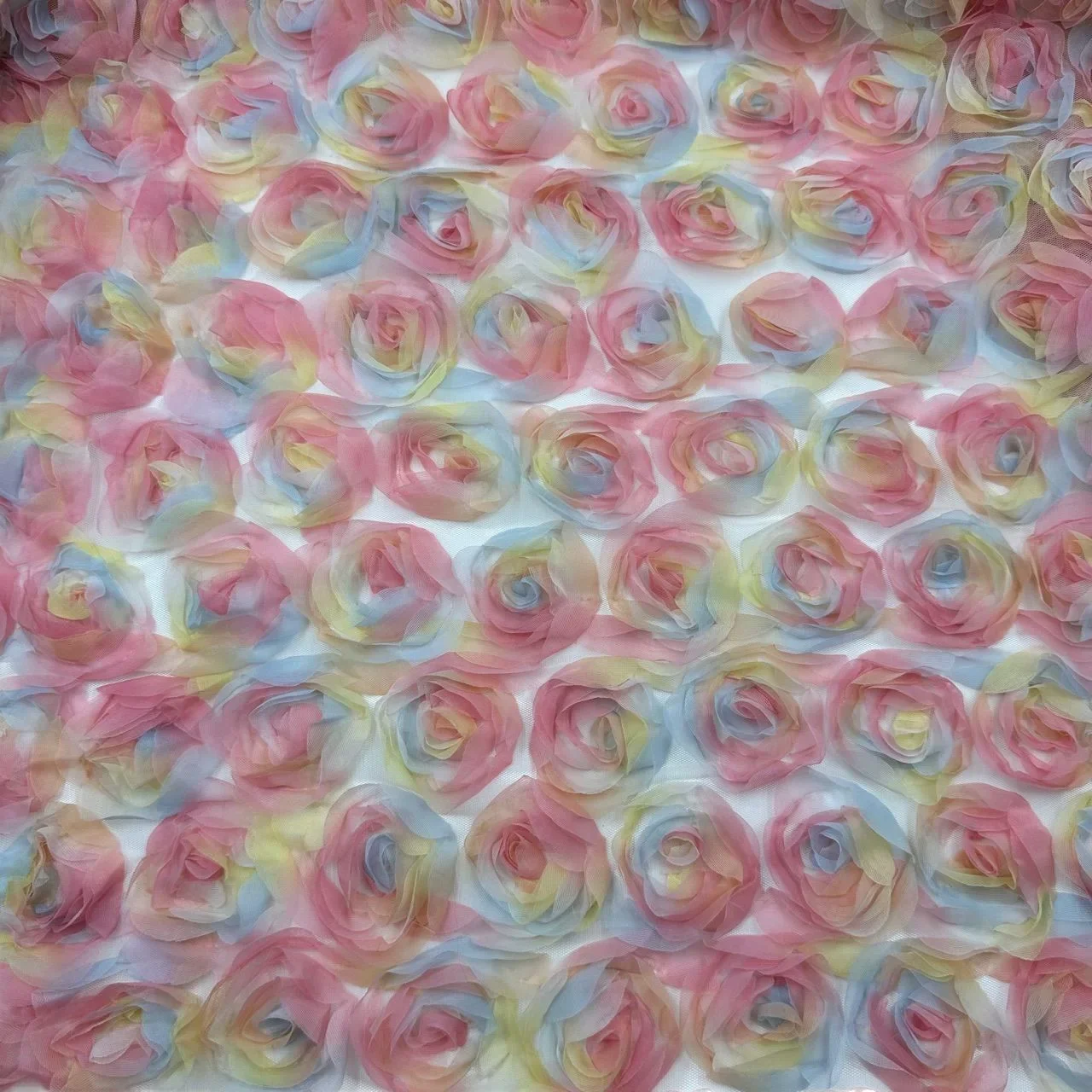 Premium Colorful Rose Floral Fabric, Elegant Printed Textile for Sewing Dresses Evening Gowns, Kids Clothing  Designer
