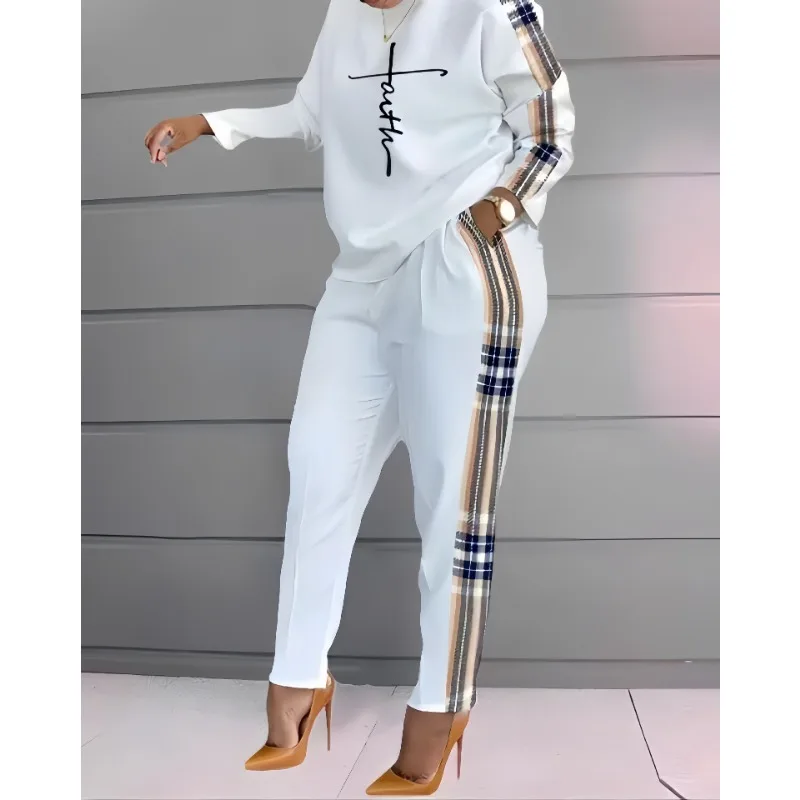 

Casual pants Sets Printed Long Sleeve Tshirt Tops Y2K Casual Tshirt Tops Women Two Piece Sets Outfits Trousers Suit