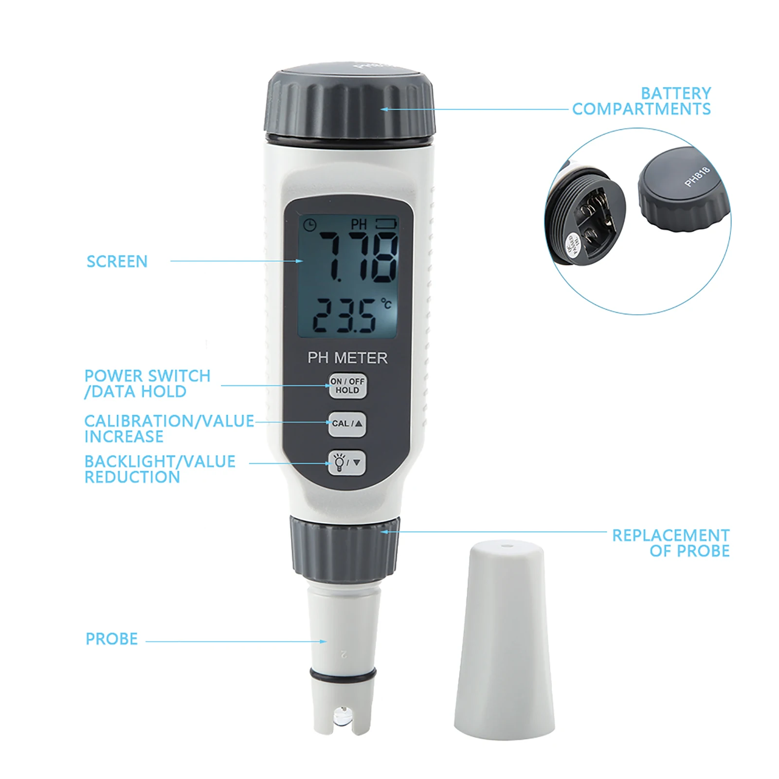 Acidometro SMART SENSOR misuratore professionale Tester portatile per la qualità dell\'acqua acidometro PH818 contatore dell\'acqua Tester per la