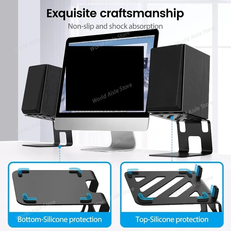 Metal Desktop Speaker Stand Universal Computer Speaker Risers Stand Stable Speaker Holder with Vibration Absorption Accessories