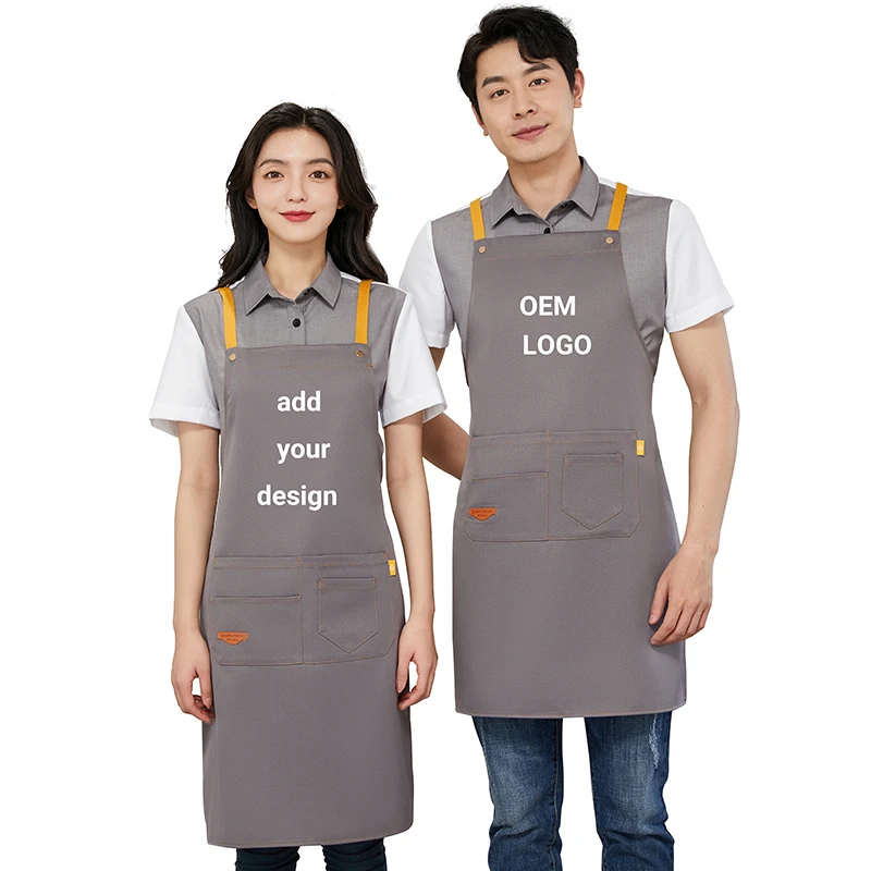 Service Industry Apron Workwear Catering Waiter Barista Barman Hospitality Apron Painting Spa Technician Uniform Aprons Add Logo