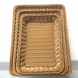 Rattan Tray Rectangular Woven Serving Tray Bathroom Tray Guest Towel Napkin Holder Wicker Decorative Serving Baskets For Bread