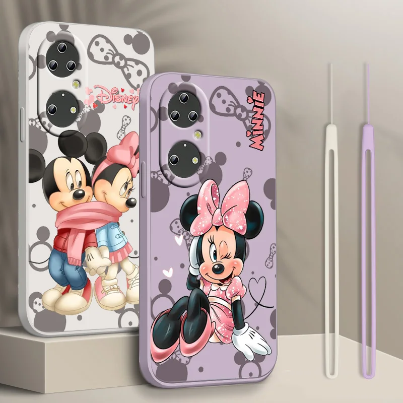 Disney Minnie Cool For Huawei Y90 Y61 P50 P40 P30 P20 10 P Smart Z Pro Lite Plus 2021 Liquid Rope Phone Case