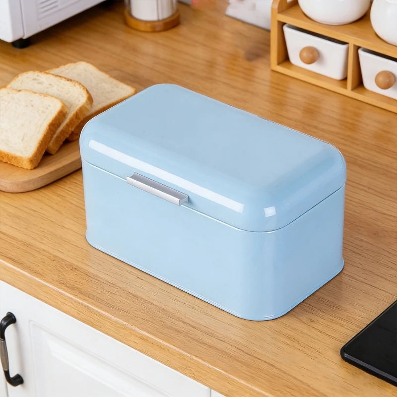 H8WB Antique Look Iron Bread Storage Storage Box Perfect For Countertop Organization Kitchen Accessories