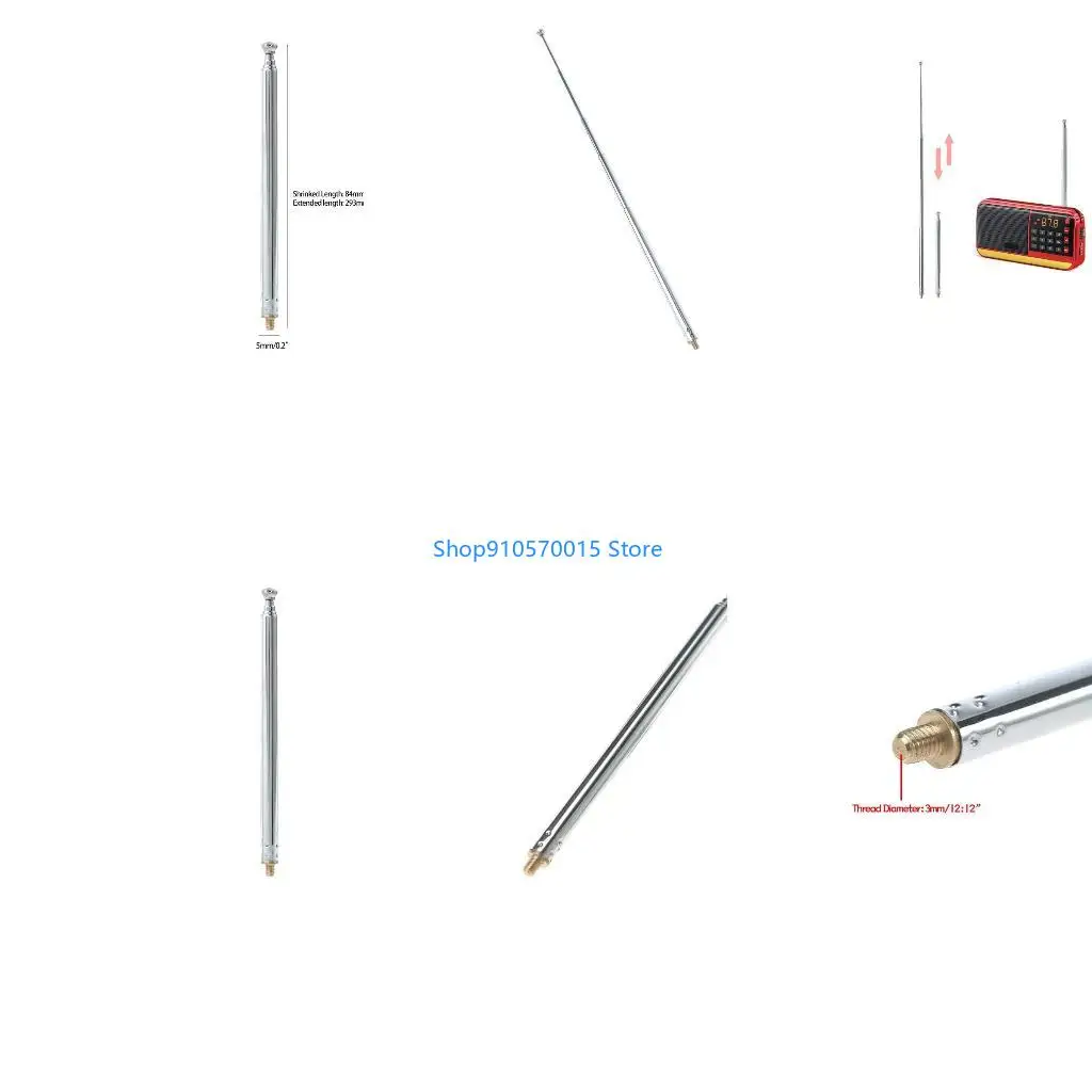 B95C Telescopic Aerial Antenna 5 Sections Extendable Radio Receiver for RC Car