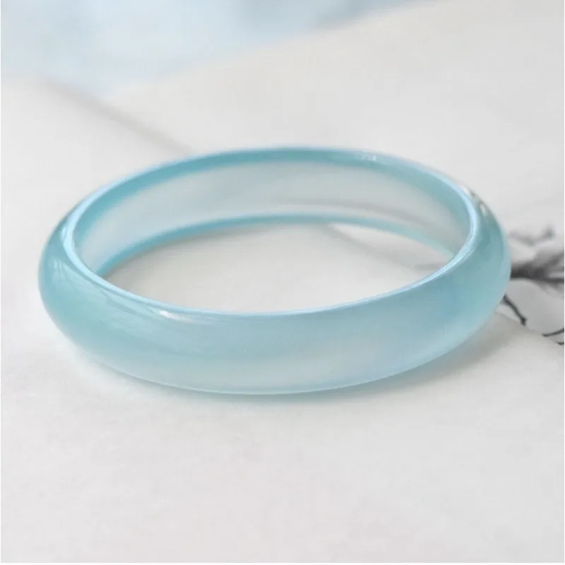 

Ice Lake Blue Chalcedony Bracelet Natural Agate, Fashion