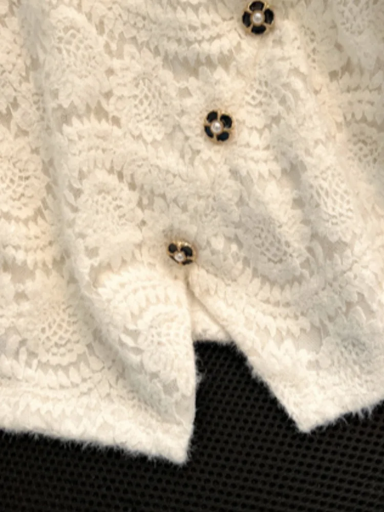 Sweet Lace irt Dames Lange Sve V-ne Fce Gevoerd Herfst Winter Warm Basislaag Ontwerp Unieke Top Jeugdige Sle