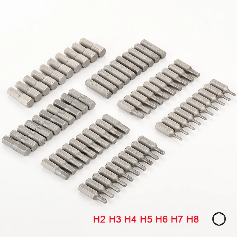 10pcs 1/4 inch Hex Shank H2 H3 H4 H5 H6 H7 H8 Screw Driver Bits For Home Hand Tool Cr-V Steel Hex Screwdriver Bit Set