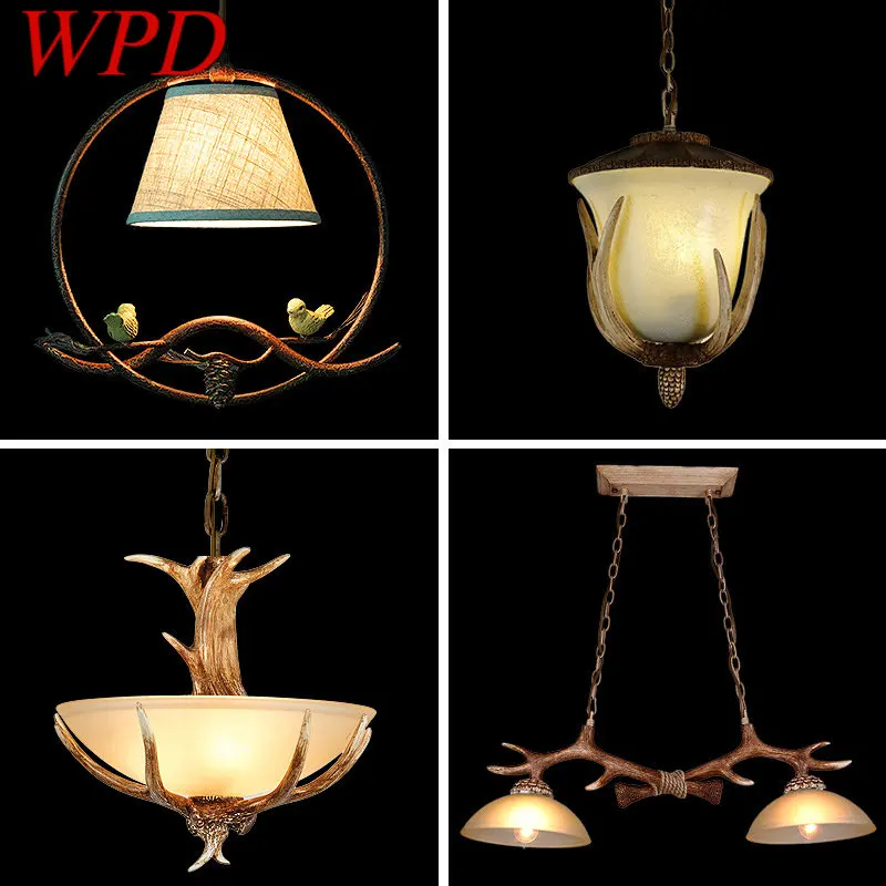 

WPD Modern Antler Pendant Lamp LED Creative Retro Glass Chandelier Light Fixtures for Home Dining Room Aisle Homestay