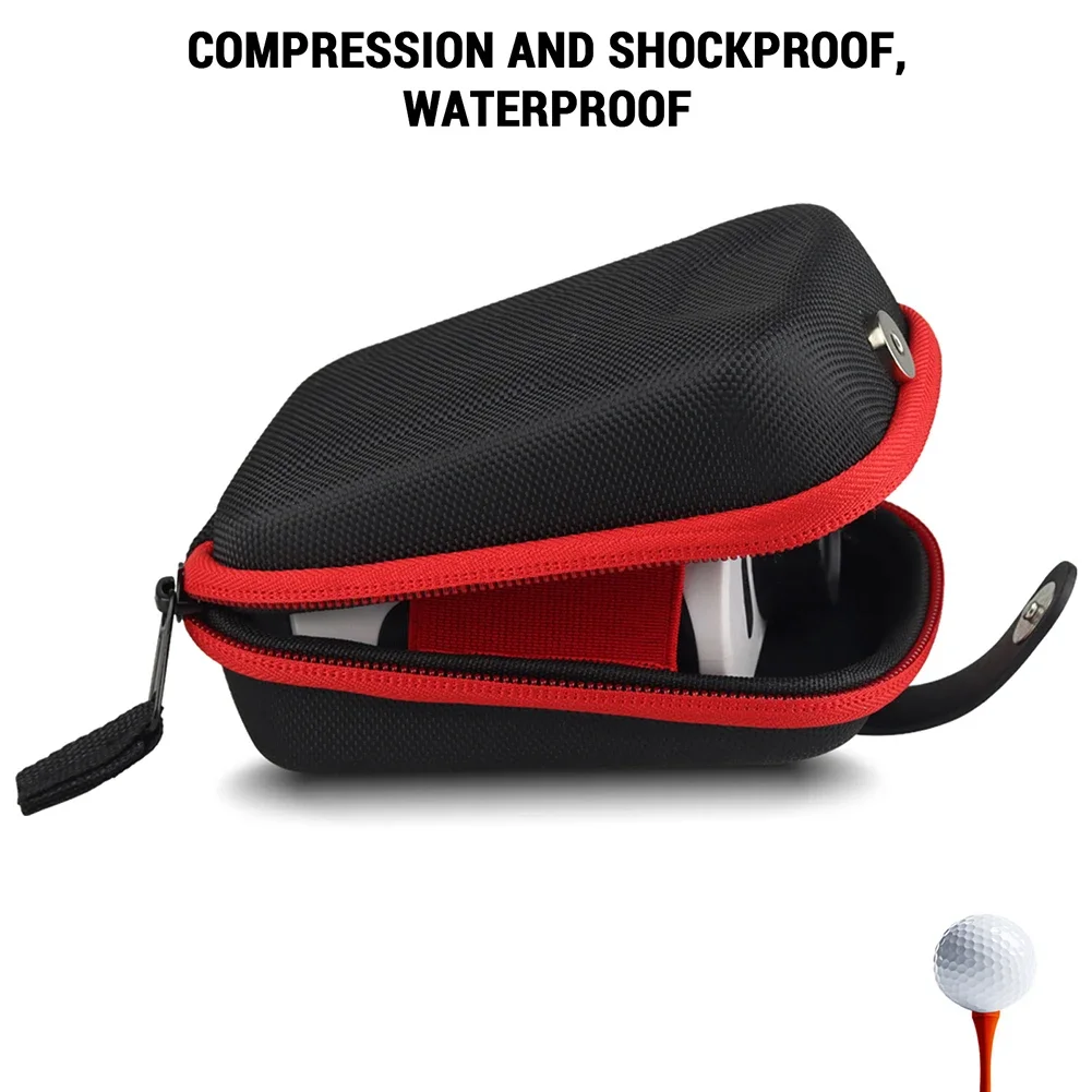 Red Black Golf Rangefinder Bag Magnetic Closure Portable Bag Shockproof Bag Hard Shell Case Shockproof Design EVA Protection