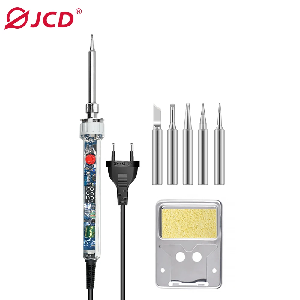 

JCD P907 Transparent Electric Soldering Iron Kit 100W 110V/220V Adjustable Temperature LCD Digital Display Welding Repair Tool