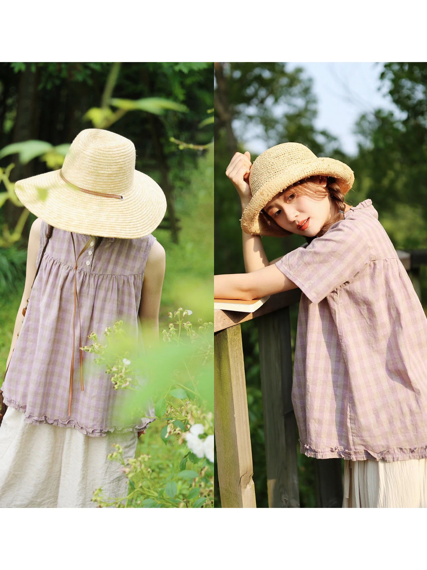 

Футболка женская Fl995, фиолетовая в клетку, с круглым вырезом, свободного кроя, из хлопка, летняя, новая, в стиле Sweet School S...