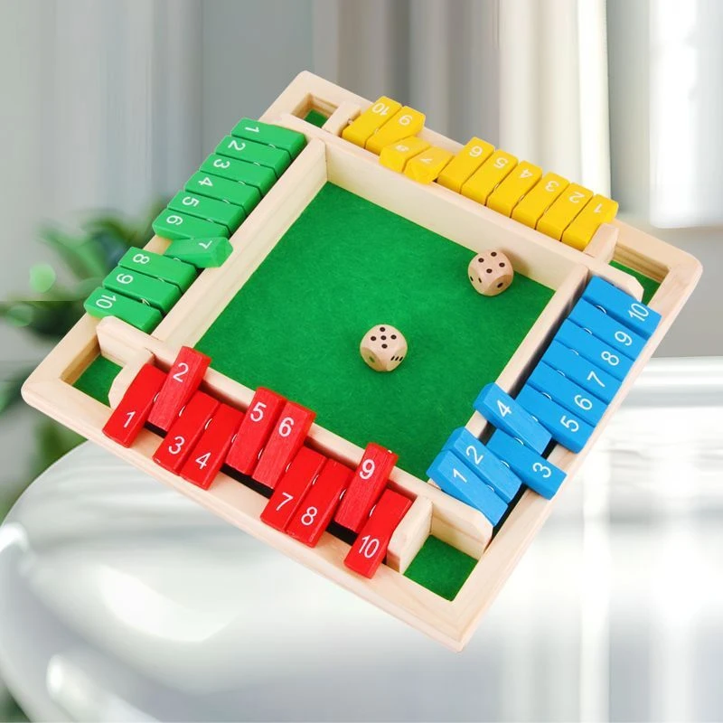 

【L】Four Sided 10 Numbers Shut The Box Board Game Set Dice Party Club Drinking Games For 4 Players Party Number Game Board Games