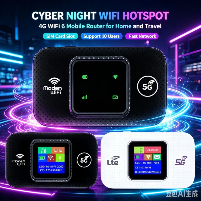 Road‑trip Household Hotspot 4G WiFi6 Portable Router SIM Slot Multi‑Device 10 Users Access