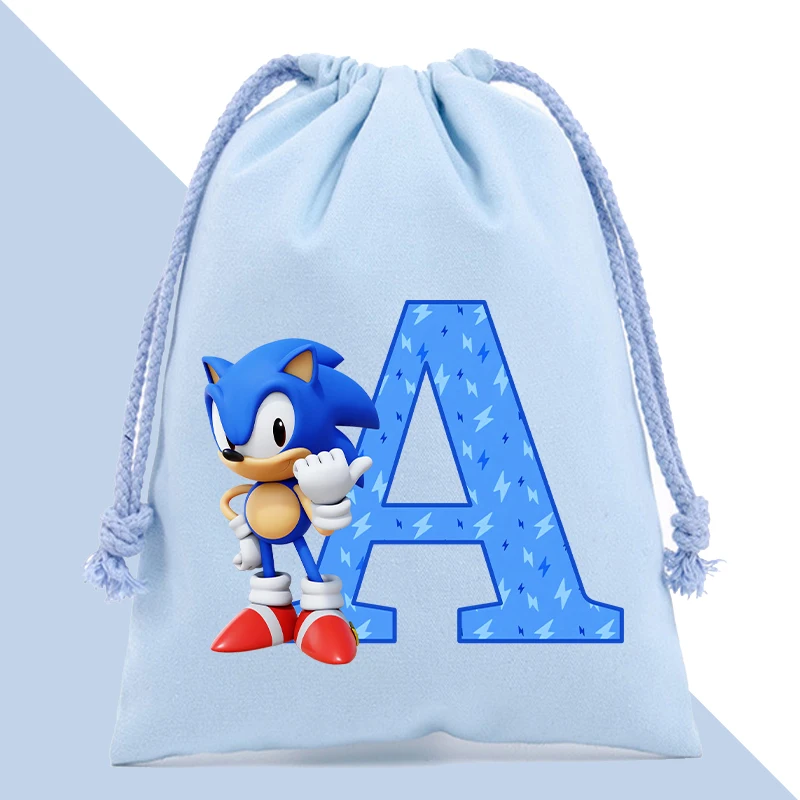 New Sonics Drawstring Bags Children Handbag Cartoon English Letters Printed Bags Drawstring Storage Bag Kids Birthday Gifts